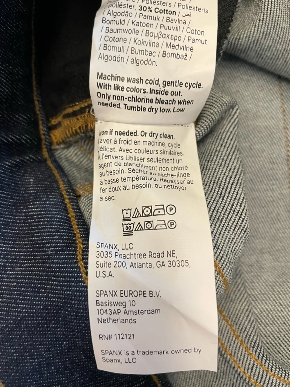 NWOT SPANXshape® EveryWear Pull-On Wide Leg Denim Jeans Raw Indigo Small